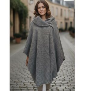 Simply Natural 89% Baby Alpaca Knit Shawl Wrap Cape Longline Made in Peru